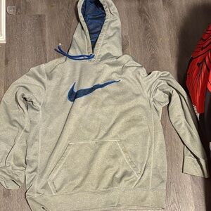 Nike Gray Hoodie with Blue Swoosh